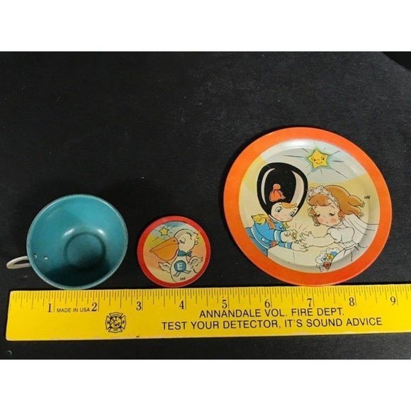 Vintage Ohio Art toy Tin lithograph tea cup saucer - Picture 7 of 10